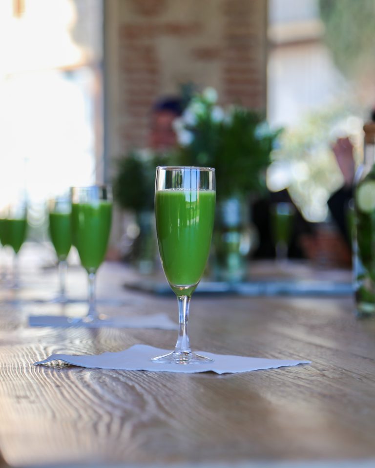 Jus de légumes et de fruits pressé à l'extracteur pendant un séjour de jeûne et randonnée dans les Pyrénées-Orientales